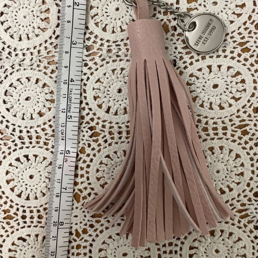 Steve Madden Pink Leather Fringed Key Chain Like NEW